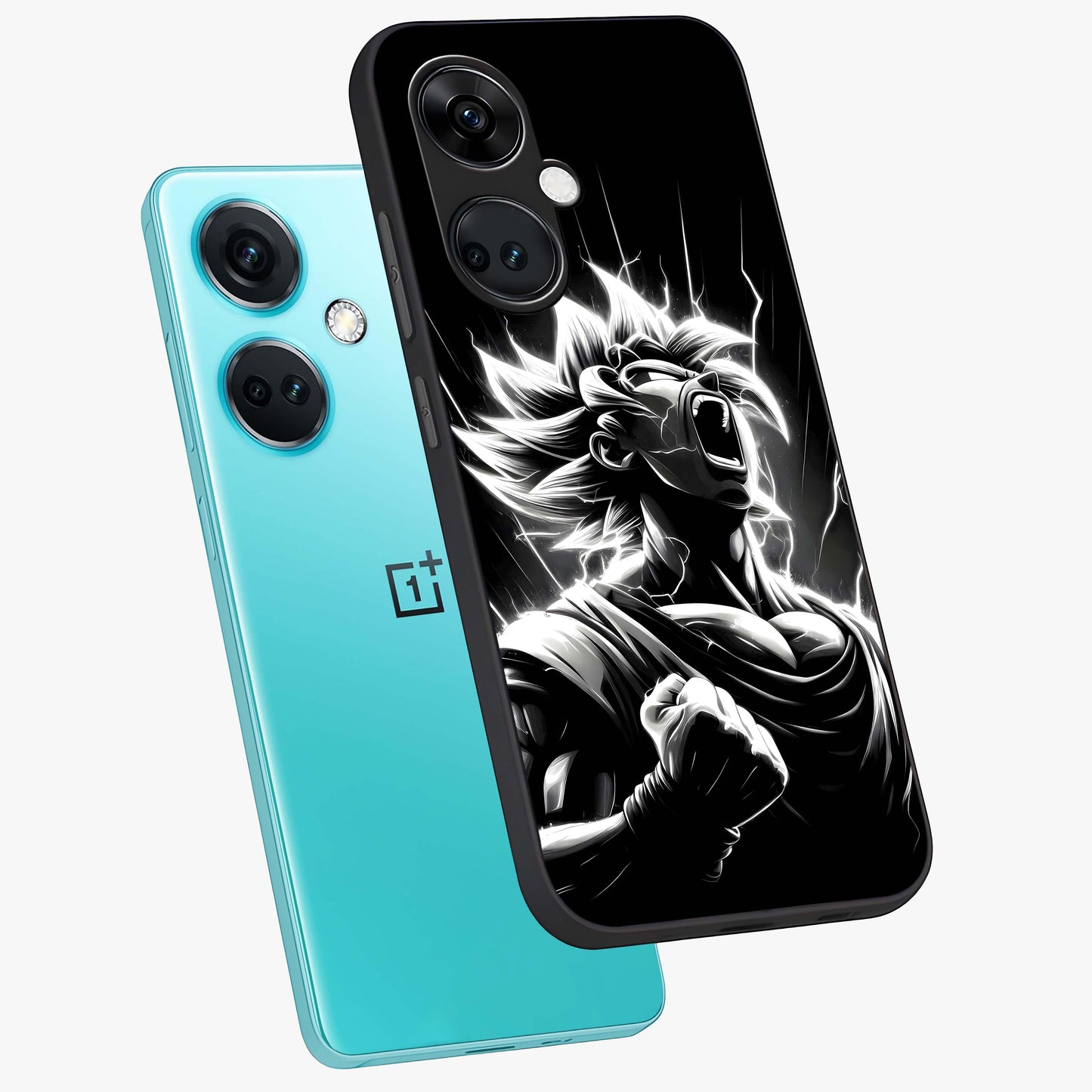 Limitless Power Unleashed Glass Case for 1+Nord CE 3 angled mockup showcasing glossy finish and dramatic power detailing