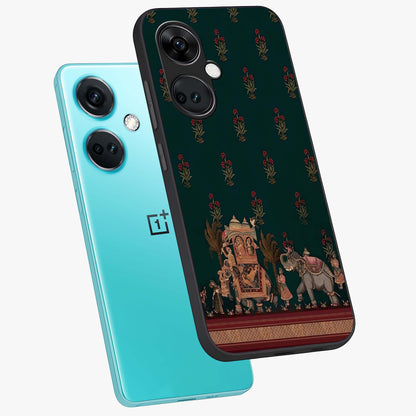 Macmerise Glass Case for 1+Nord CE 3 angled mockup showcasing glossy finish and vibrant design tones