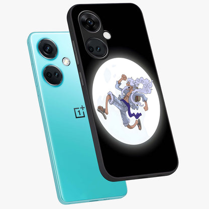 Moonlit Freedom Dance Glass Case for 1+Nord Ce 3 angled mockup showcasing glossy finish and flowing night gradients