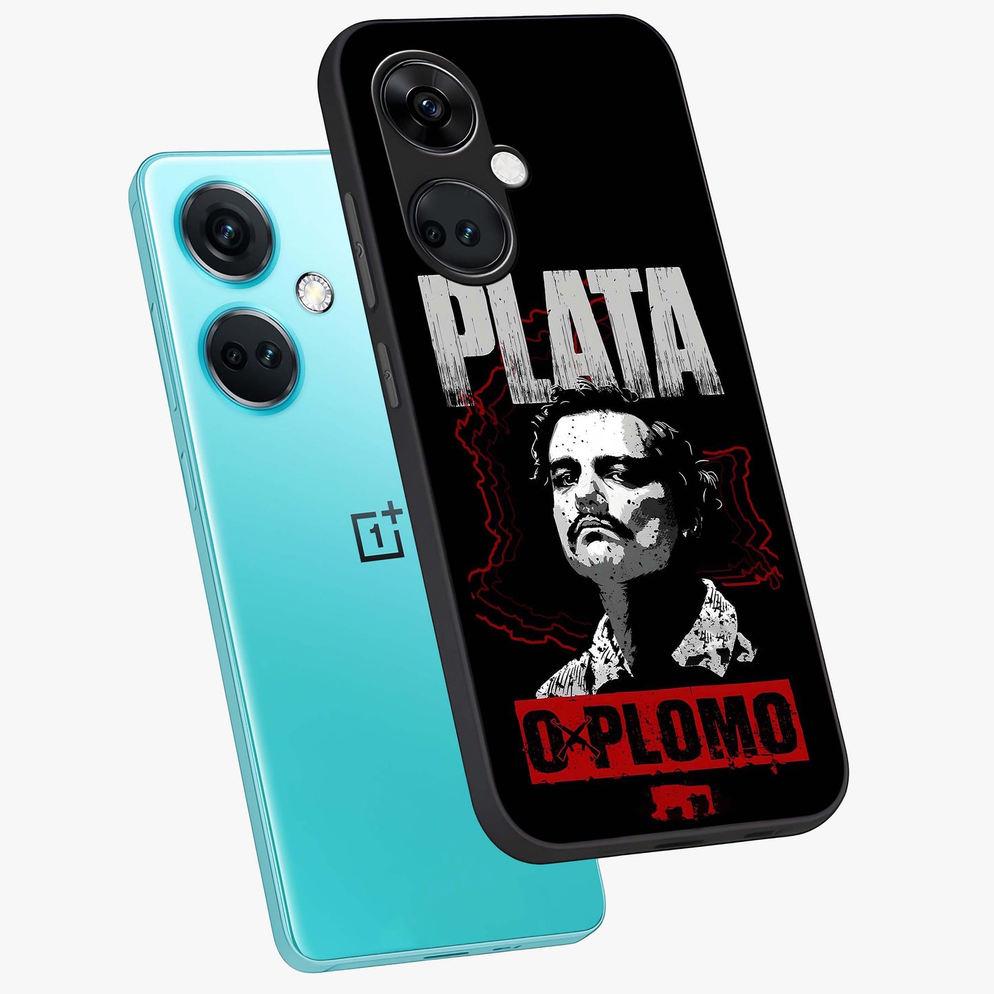 Notorious Crime Empire Glass Case for 1+Nord CE 3 angled mockup showcasing glossy finish and dark urban tones