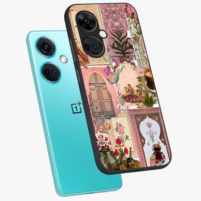 Royal Pink Legacy Glass Case for 1+Nord Ce 3 angled mockup showcasing glossy finish and refined pastel tones