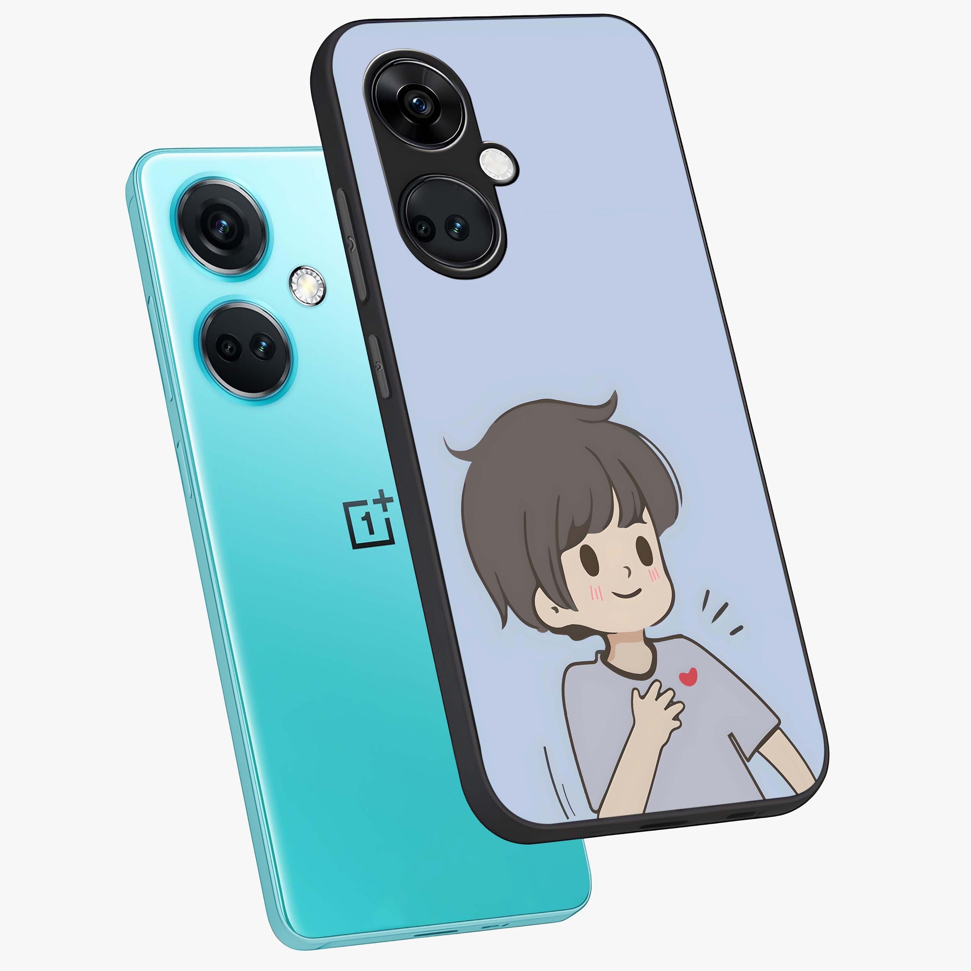 Sending You Love Glass Case for 1+Nord Ce 3 angled mockup showcasing glossy finish and soft romantic tones