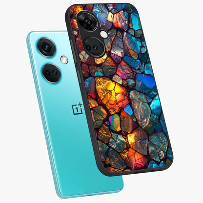 Shattered Light Glass Case for 1+Nord Ce 3 angled mockup showcasing glossy finish and high contrast detailing