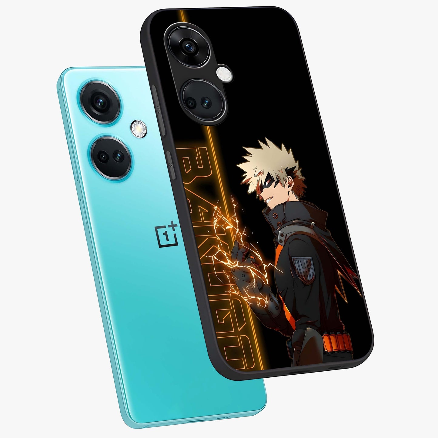 Silent Gang Authority Glass Case for 1+Nord Ce 3 angled mockup showcasing glossy finish and dark urban detailing