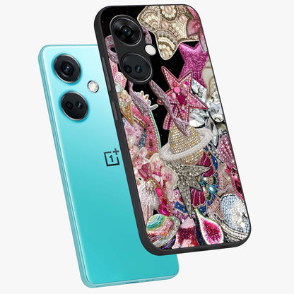 Starlit Jewel Dream Glass Case for 1+Nord Ce 3 angled mockup showcasing glossy finish and radiant detailing