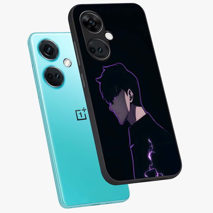 Void Lightning Phantom Glass Case for 1+Nord Ce 3 angled mockup showcasing glossy finish and high contrast detailing