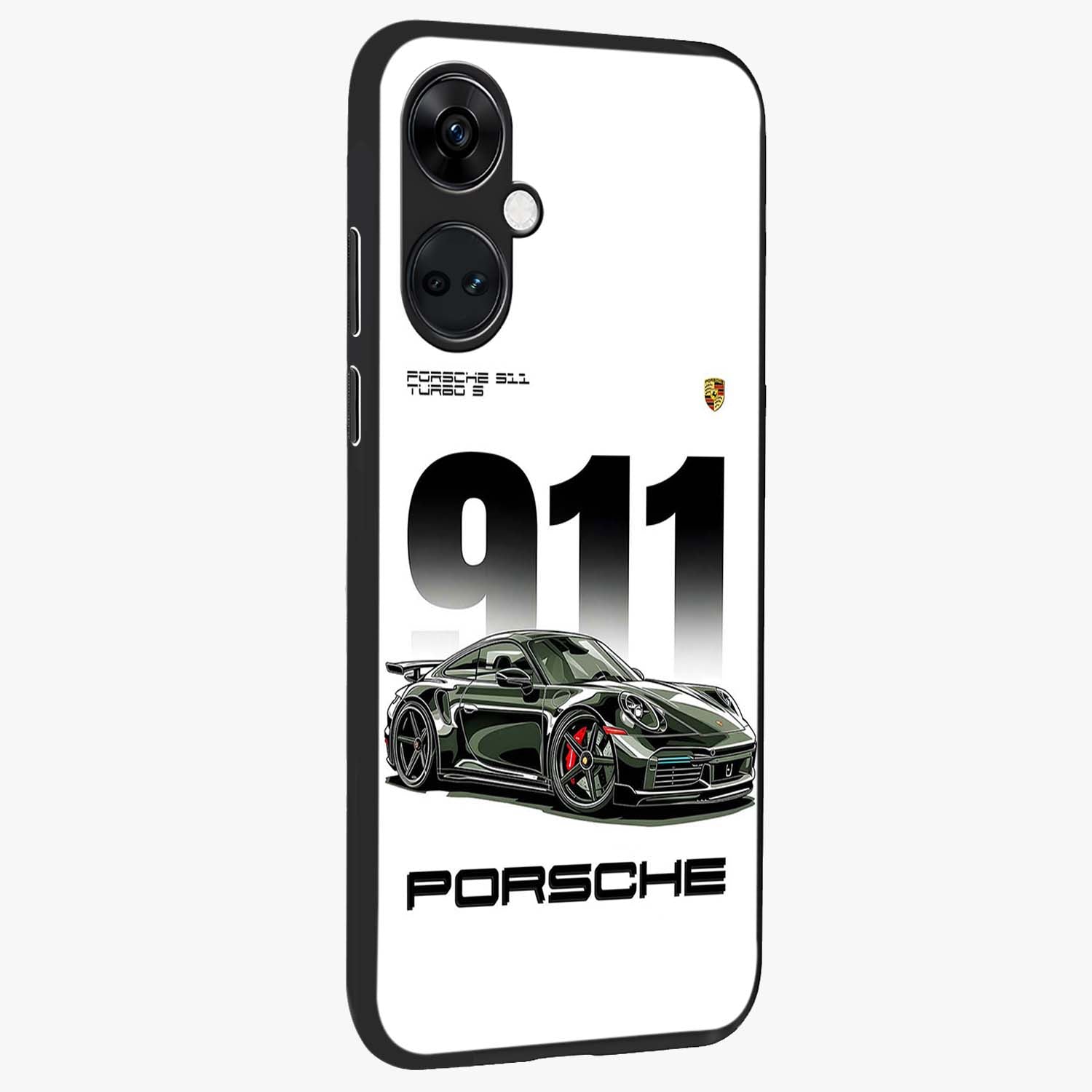 911 Turbo Dominance Glass Case for 1+Nord Ce 3 stylish side perspective highlighting sleek edges and high detail sports car illustration