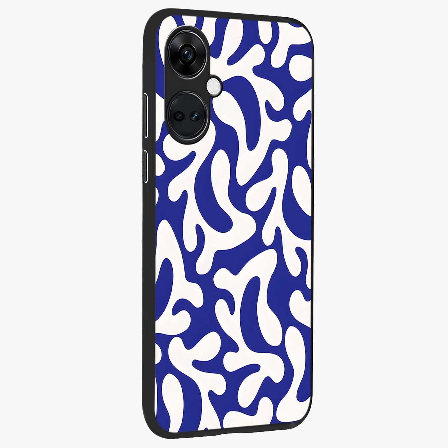 Abstract Coral Waves Glass Case for 1+Nord CE 3 side perspective highlighting dynamic wave patterns and premium build