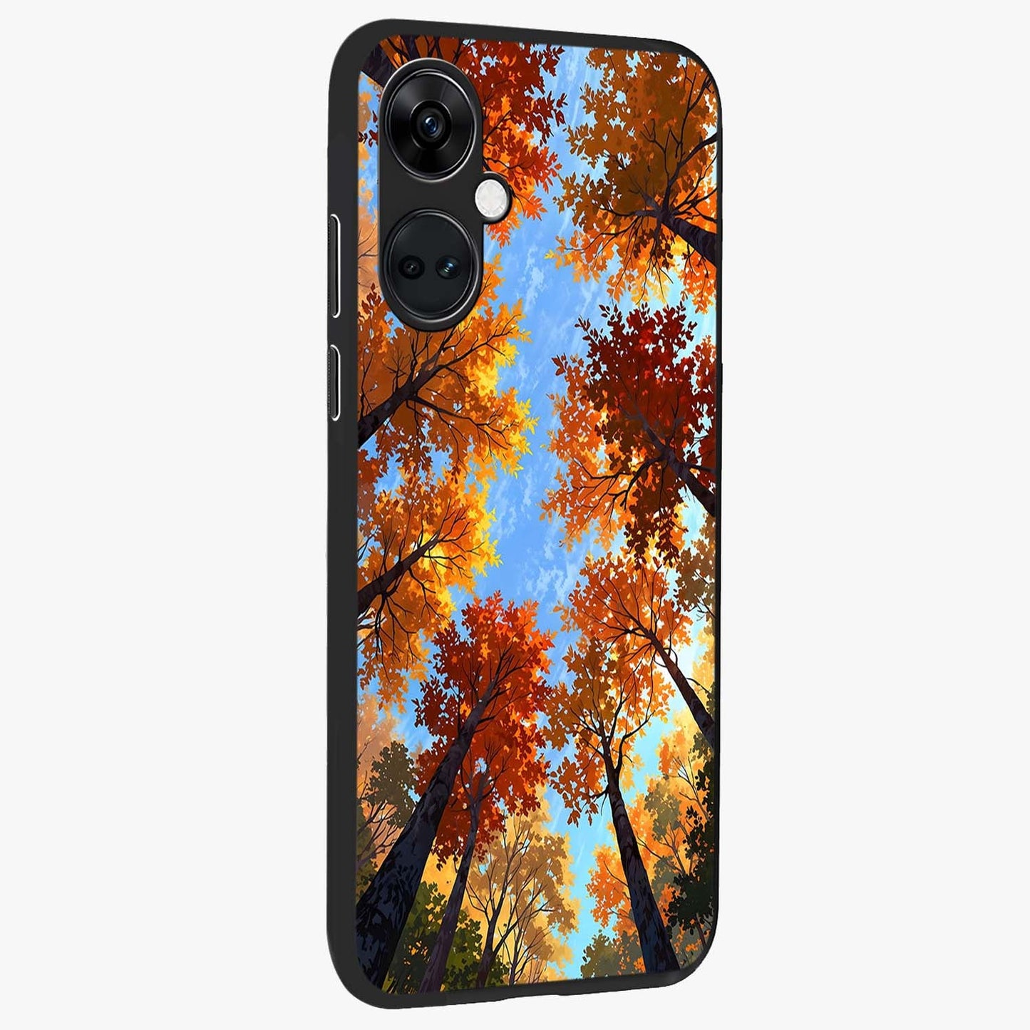Amber Canopy Glow Glass Case for 1+Nord CE 3 side perspective highlighting rich nature inspired design details