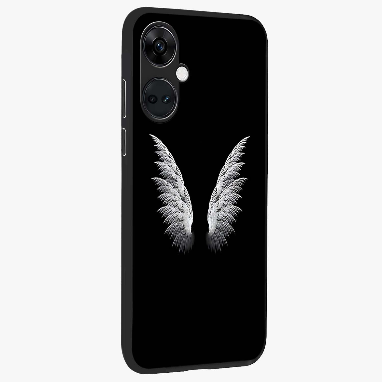 Angel Wing Grace Glass Case for 1+Nord CE 3 side perspective highlighting delicate wing illustration details