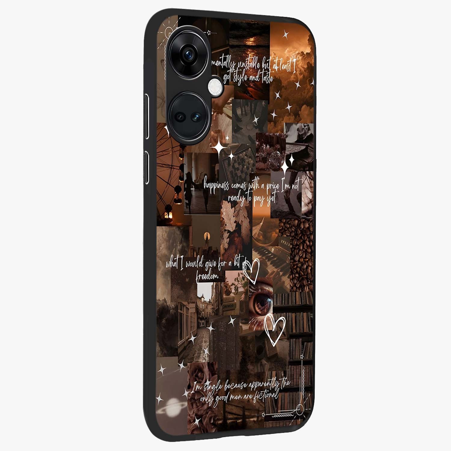 Bittersweet Aesthetic Chaos Glass Case for 1+Nord CE 3 side perspective highlighting vibrant textures and premium detailing