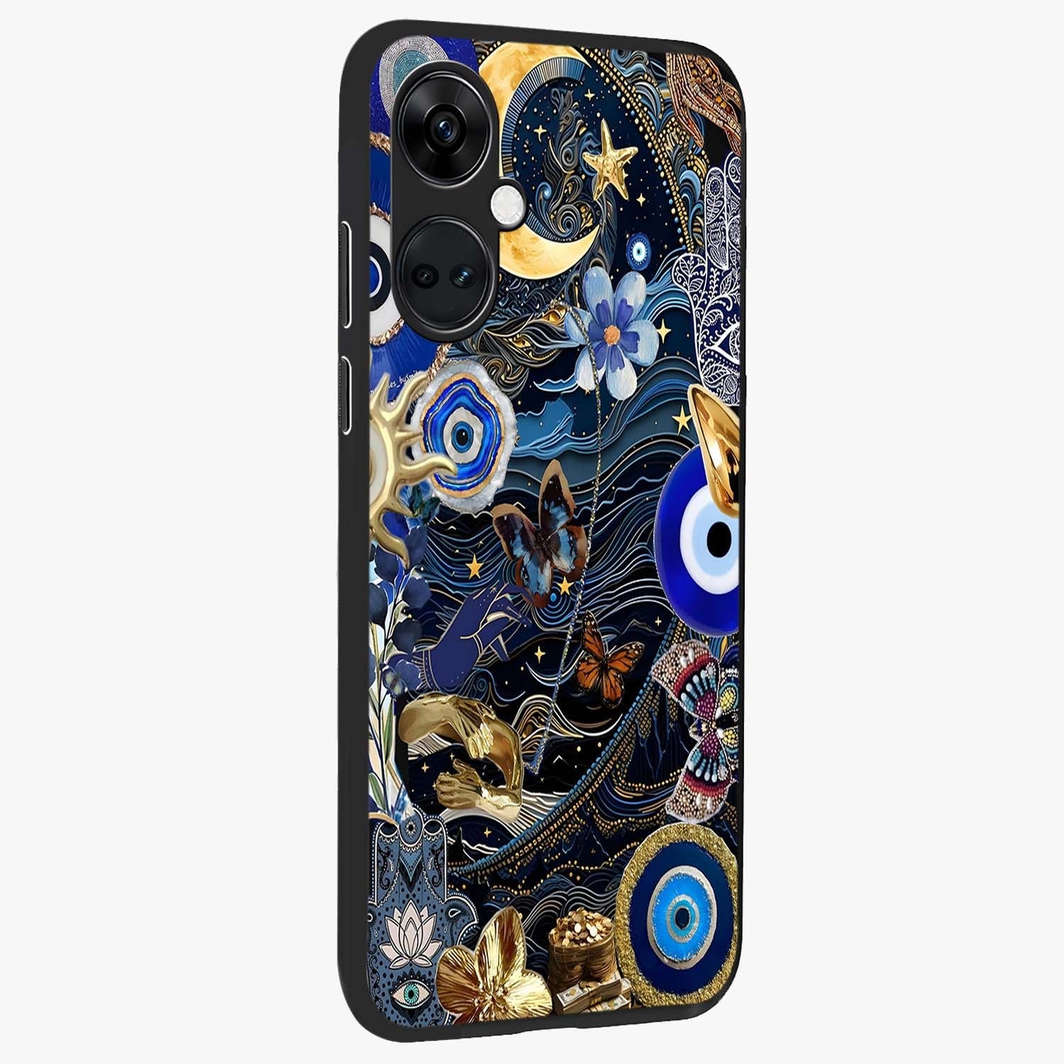 Celestial Blessing Shield Glass Case for 1+Nord CE 3 side perspective highlighting intricate blessing shield details