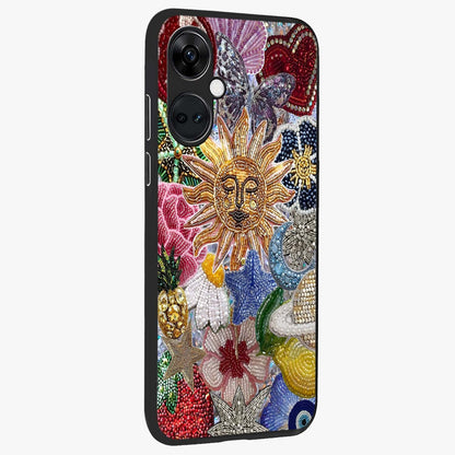 Celestial Floral and Playful Glass Case for 1+Nord CE 3 side perspective highlighting playful bloom textures and smooth edges