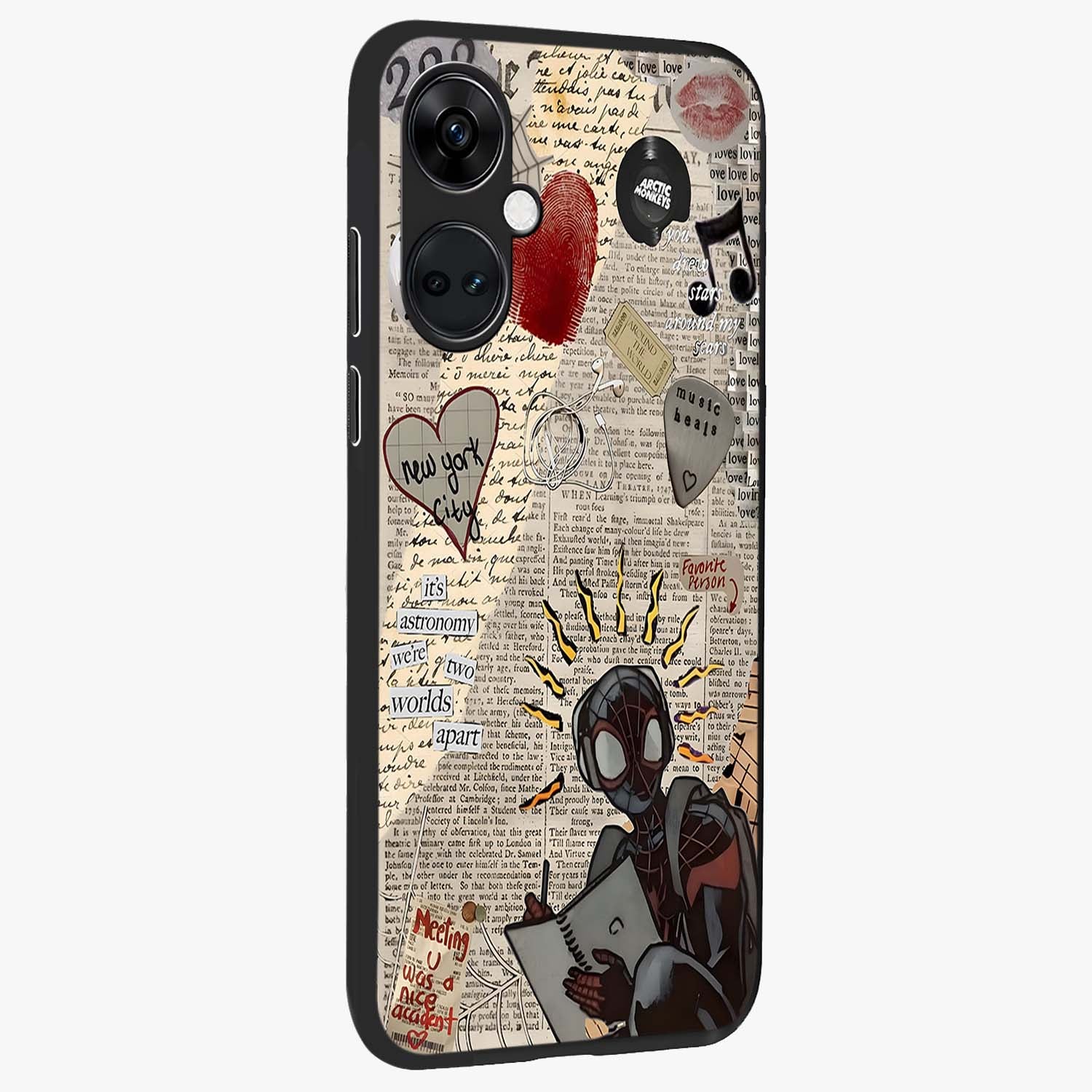 City Dream Sketch Glass Case for 1+Nord Ce 3 displayed upright for modern cityscape visibility and premium finish.