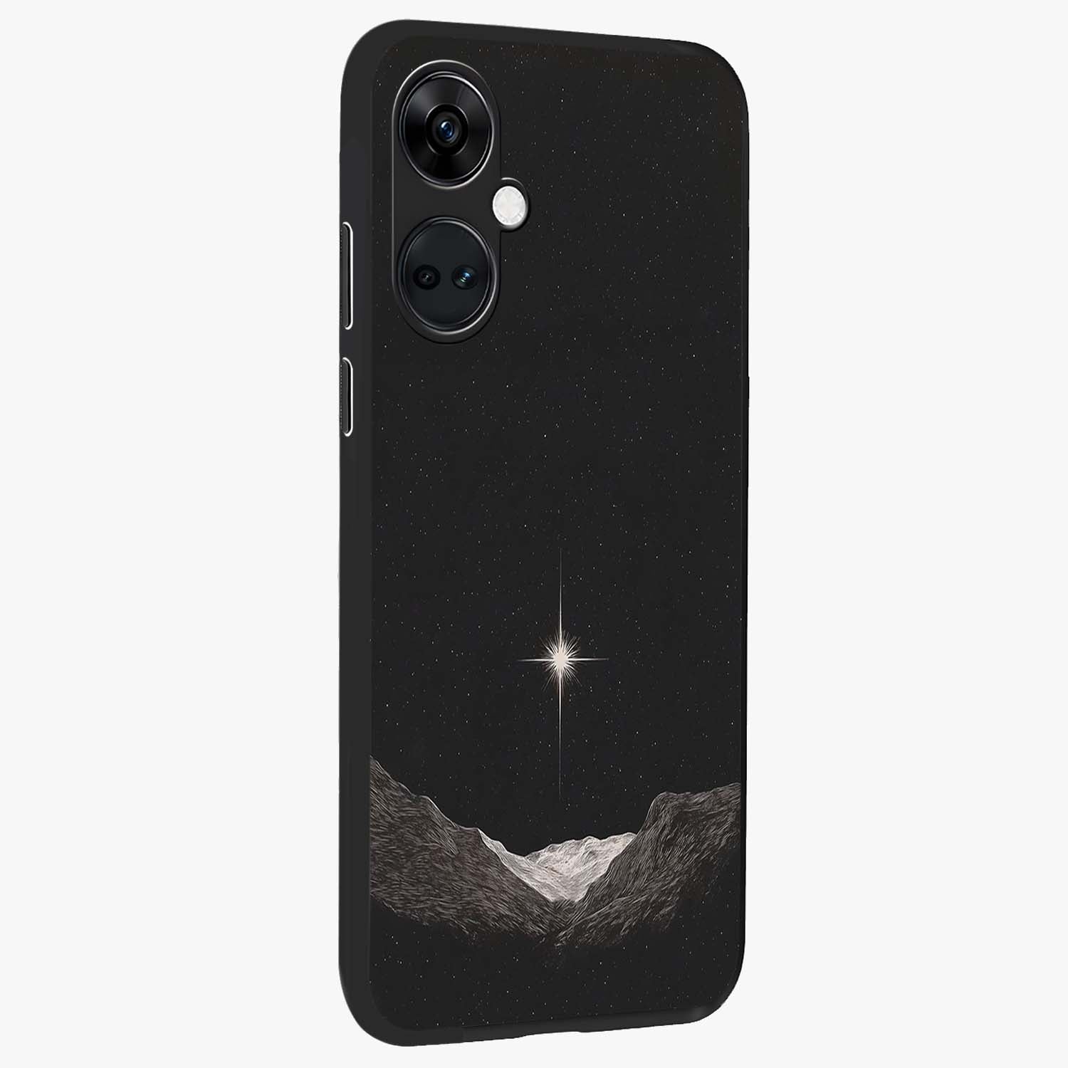 Cosmic Dream Night Glass Case for 1+Nord CE 3 side perspective highlighting vibrant star detailing and premium build