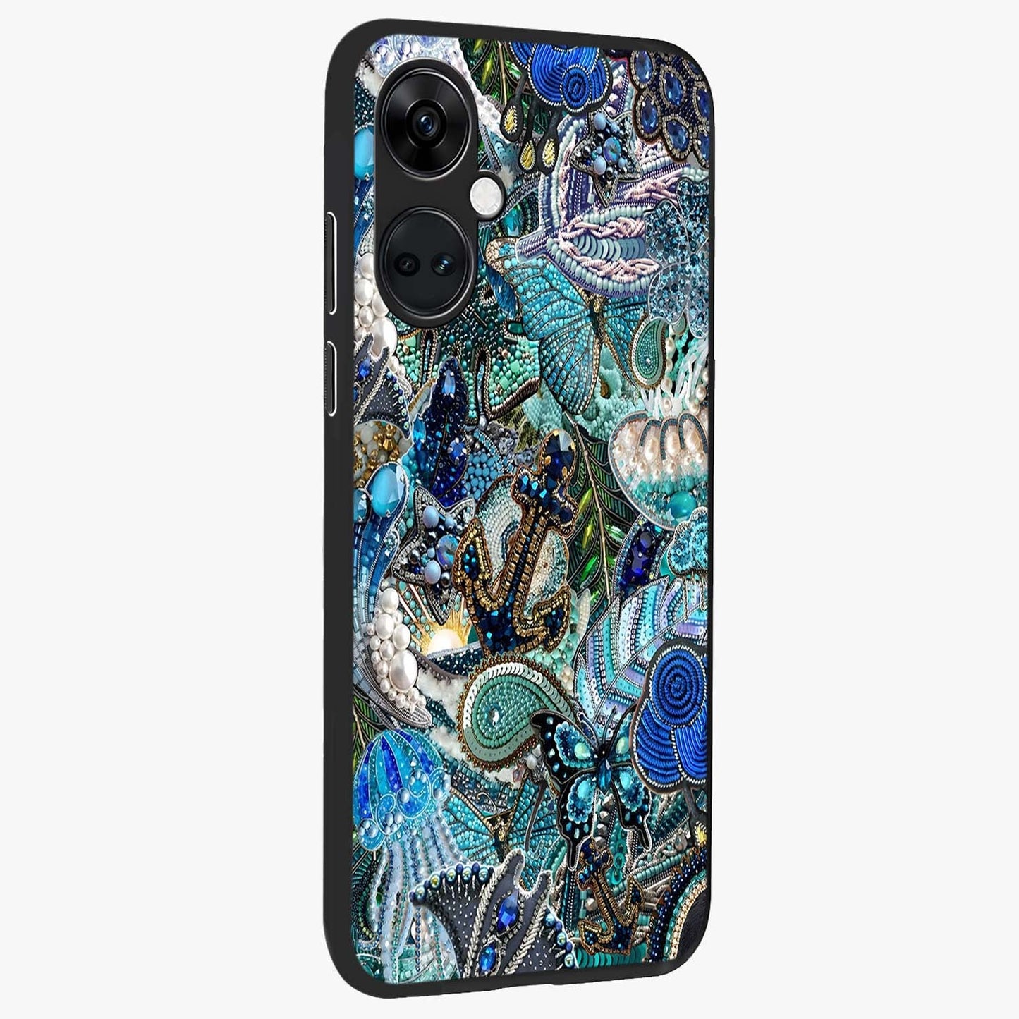 Crystal Ocean Magic Glass Case for 1+Nord CE 3 side perspective highlighting wave textures and smooth premium build