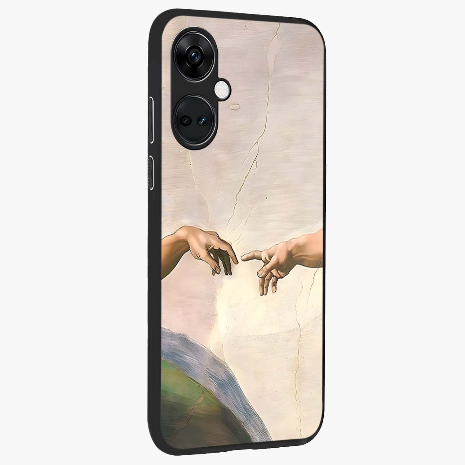 Divine Touch Art Glass Case for 1+Nord CE 3 side perspective highlighting detailed artwork and premium edge finish