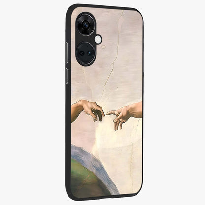 Divine Touch Art Glass Case for 1+Nord CE 3 side perspective highlighting detailed artwork and premium edge finish