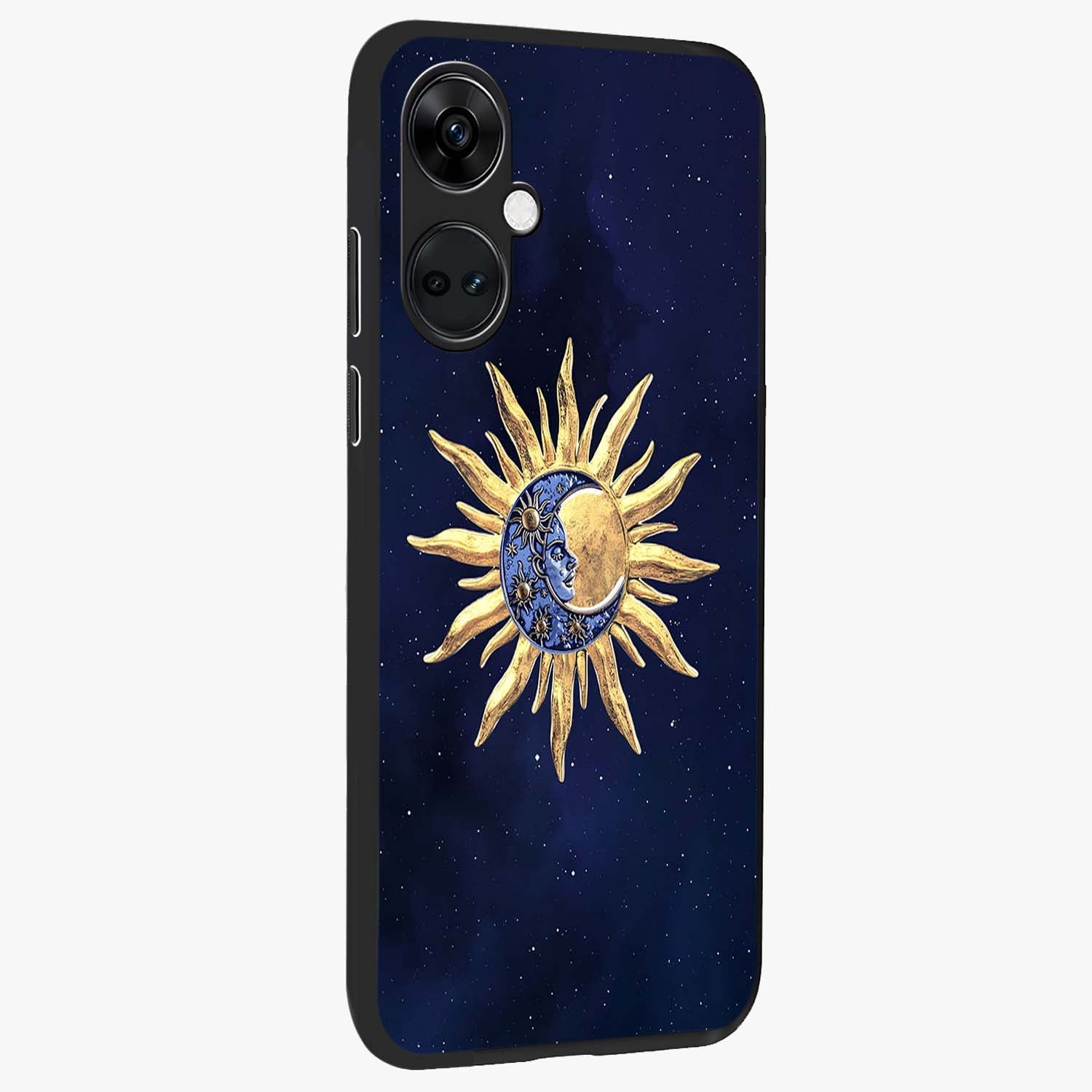 Eternal Cosmic Balance Glass Case for 1+Nord Ce 3 side perspective highlighting intricate space detailing and smooth build