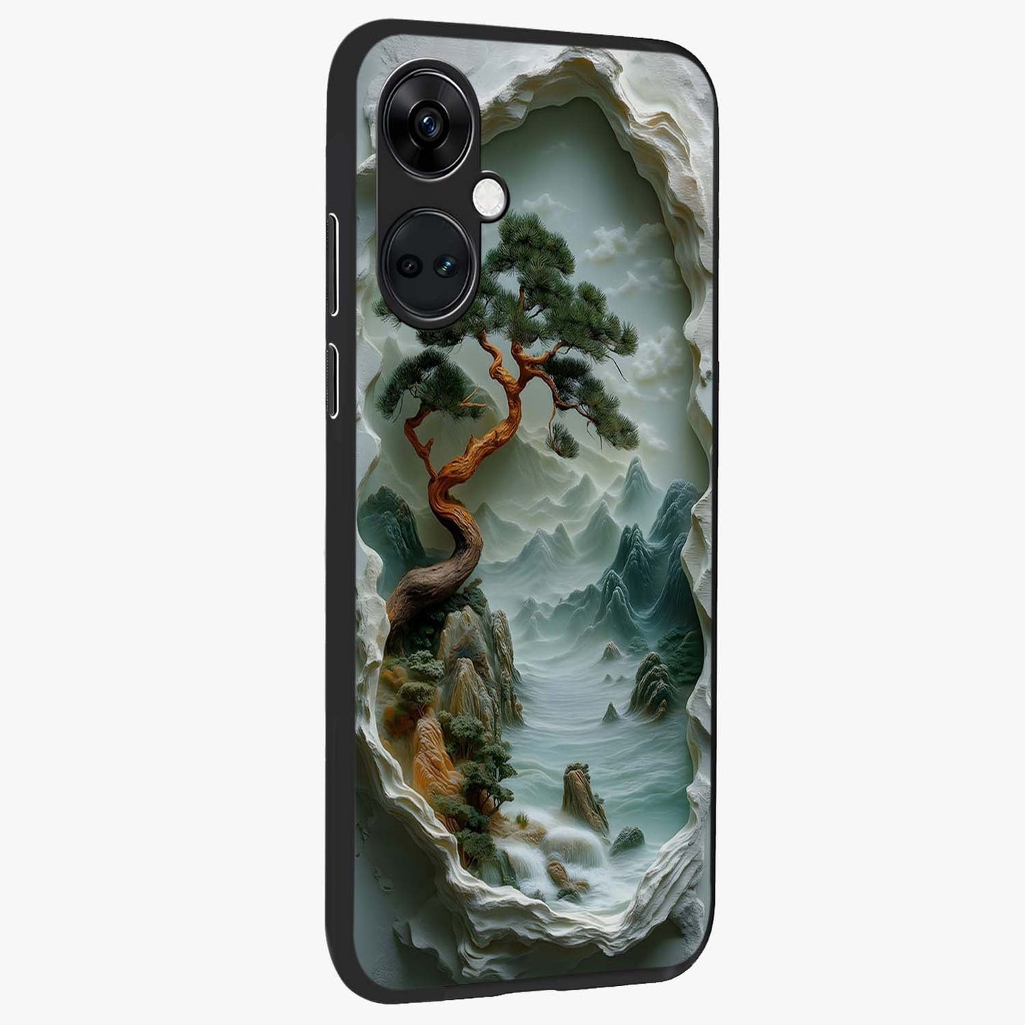 Eternal Nature Spirit Glass Case for 1+Nord Ce 3 side perspective highlighting organic textures and sleek build