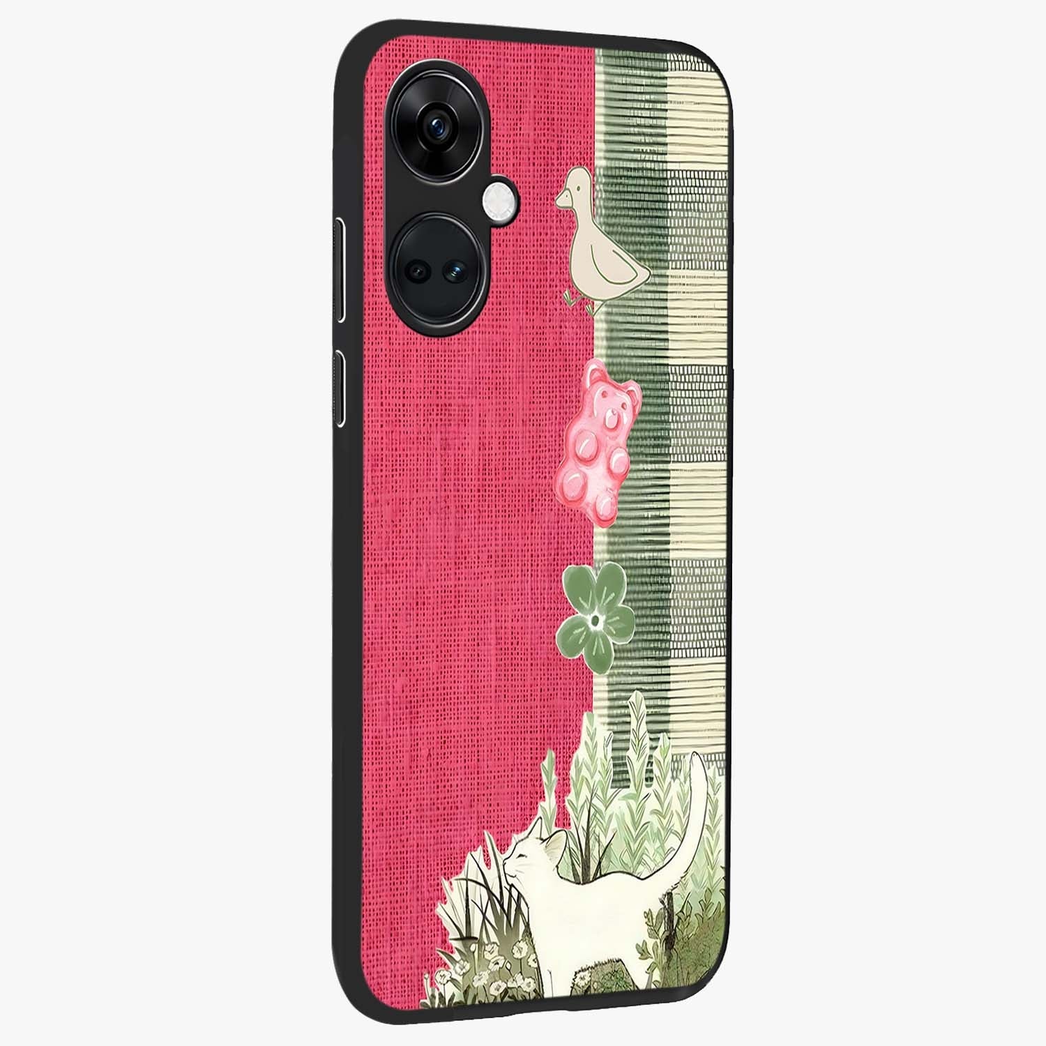 Fabric Patterns Glass Case for 1+Nord CE 3 side perspective highlighting woven texture design and smooth build