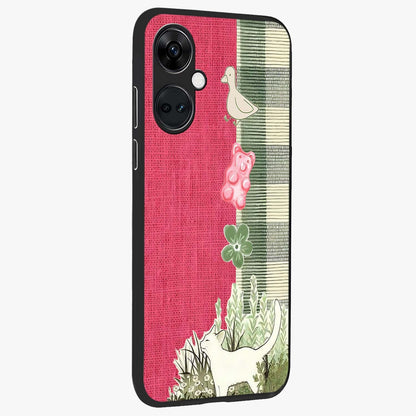 Fabric Patterns Glass Case for 1+Nord CE 3 side perspective highlighting woven texture design and smooth build