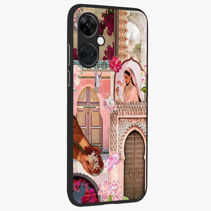 Floral Courtyard Muse Glass Case for 1+Nord Ce 3 side perspective highlighting refined floral textures and smooth build