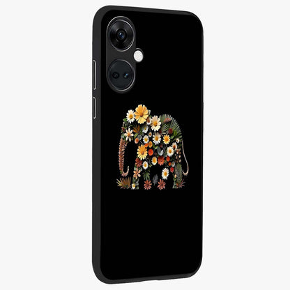 Floral Elephant Glass Case for 1+Nord CE 3 side perspective highlighting intricate artwork and smooth premium build