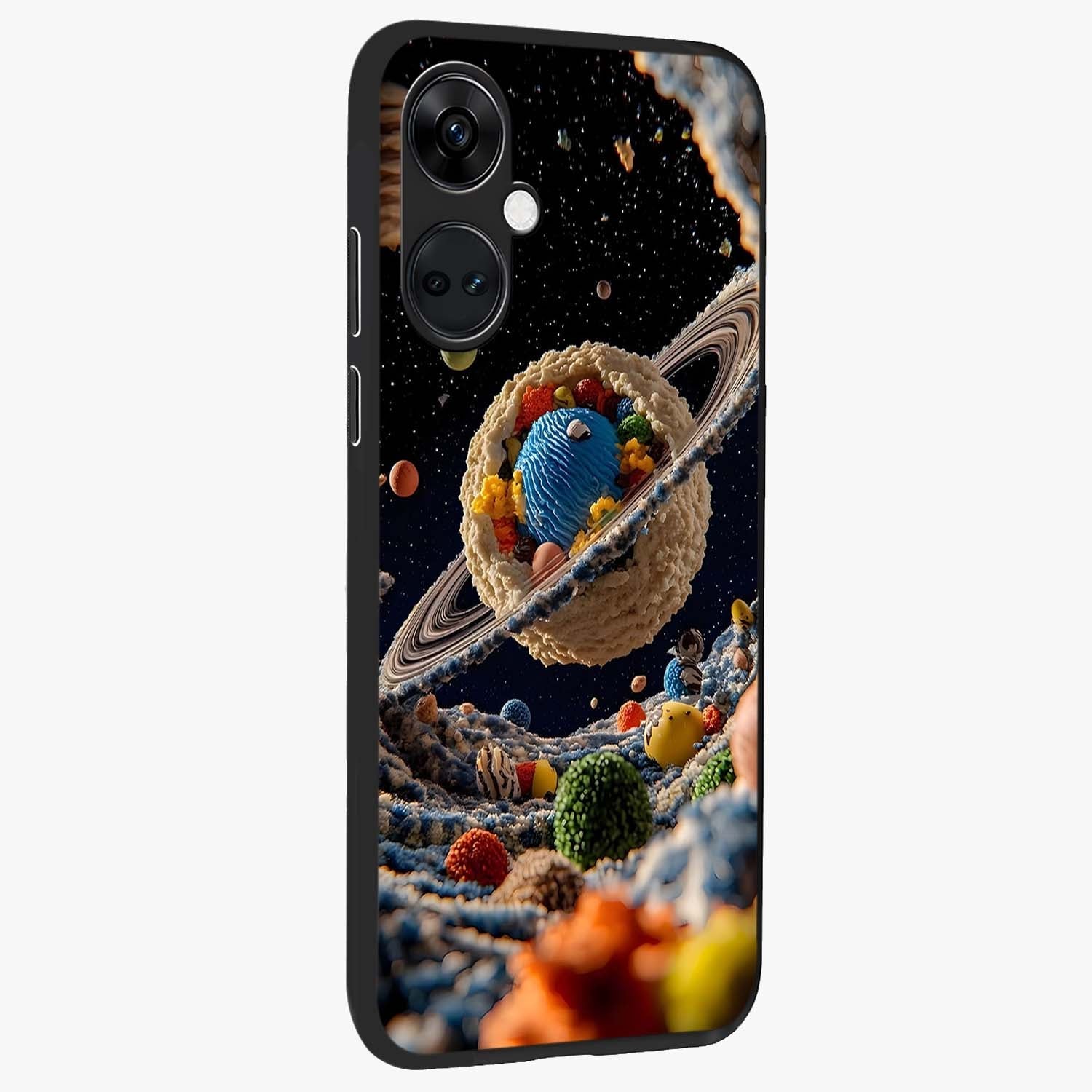 Galactic Dessert Dream Printed Glass Case for 1+Nord CE 3 side perspective highlighting sweet fantasy detailing and smooth build
