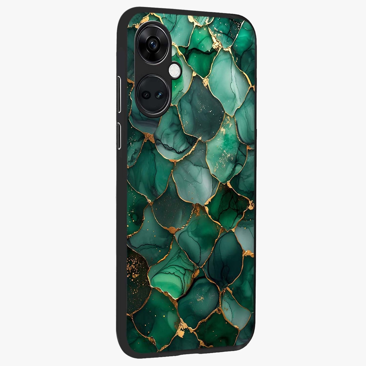 Geometric Polyester Pattern Glass Case for 1+Nord CE 3 side perspective highlighting sharp pattern textures and smooth premium build