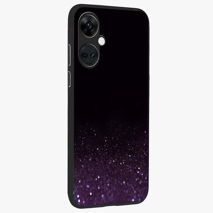 Glittery Purple Bokeh Glass Case for 1+Nord Ce 3 side perspective highlighting glowing textures and sleek premium edges