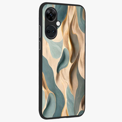 Golden Dune Waves Glass Case for 1+Nord CE 3 side perspective highlighting warm gradients and premium edges