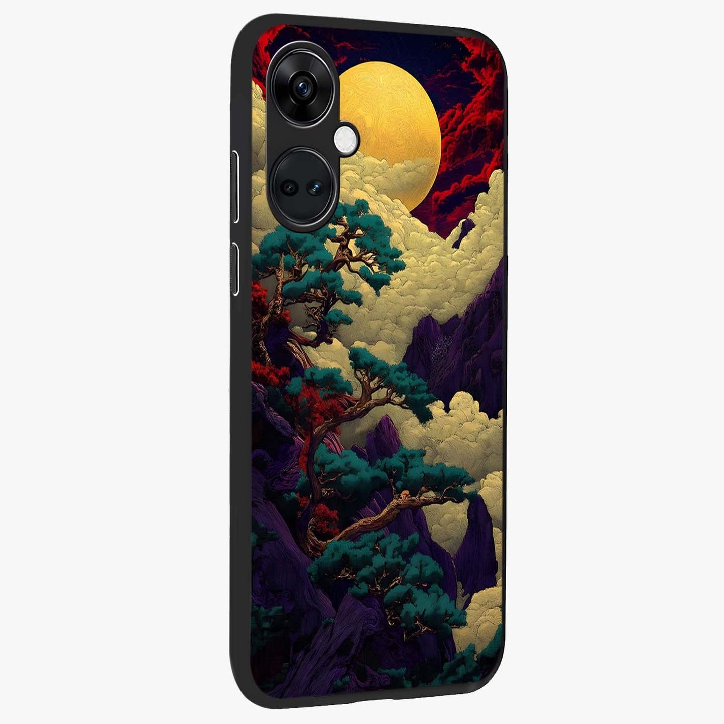 Golden Moon Horizon Glass Case for 1+Nord Ce 3 side perspective highlighting smooth celestial detailing and sleek build