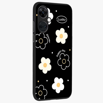 Happy Day Daisy Glass Case for 1+Nord CE 3 side perspective highlighting fresh floral textures and premium edges