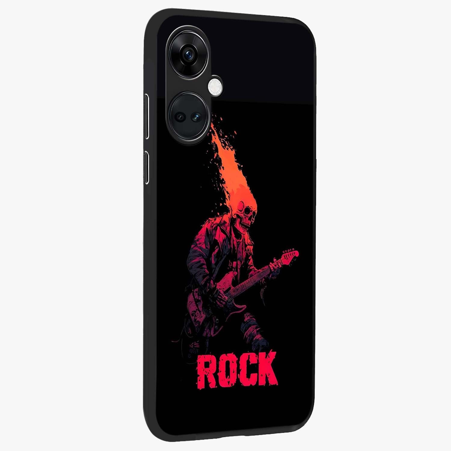 Hellfire Rock Anthem Glass Case for 1+Nord CE 3 displayed upright for powerful statement visibility and premium finish.
