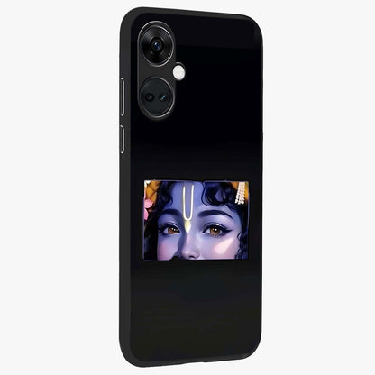 Krishna Divine Embrace Glass Case for 1+Nord CE 3 side perspective highlighting intricate divine illustration and premium edges