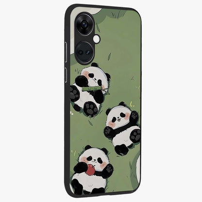 Lazy Panda Picnic Glass Case for 1+Nord CE 3 side perspective highlighting cute illustration textures and smooth premium build