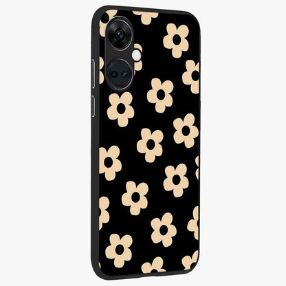 Little Daisy Flower Retro Pattern Glass Case for 1+Nord CE 3 side perspective highlighting playful floral textures and smooth premium edges
