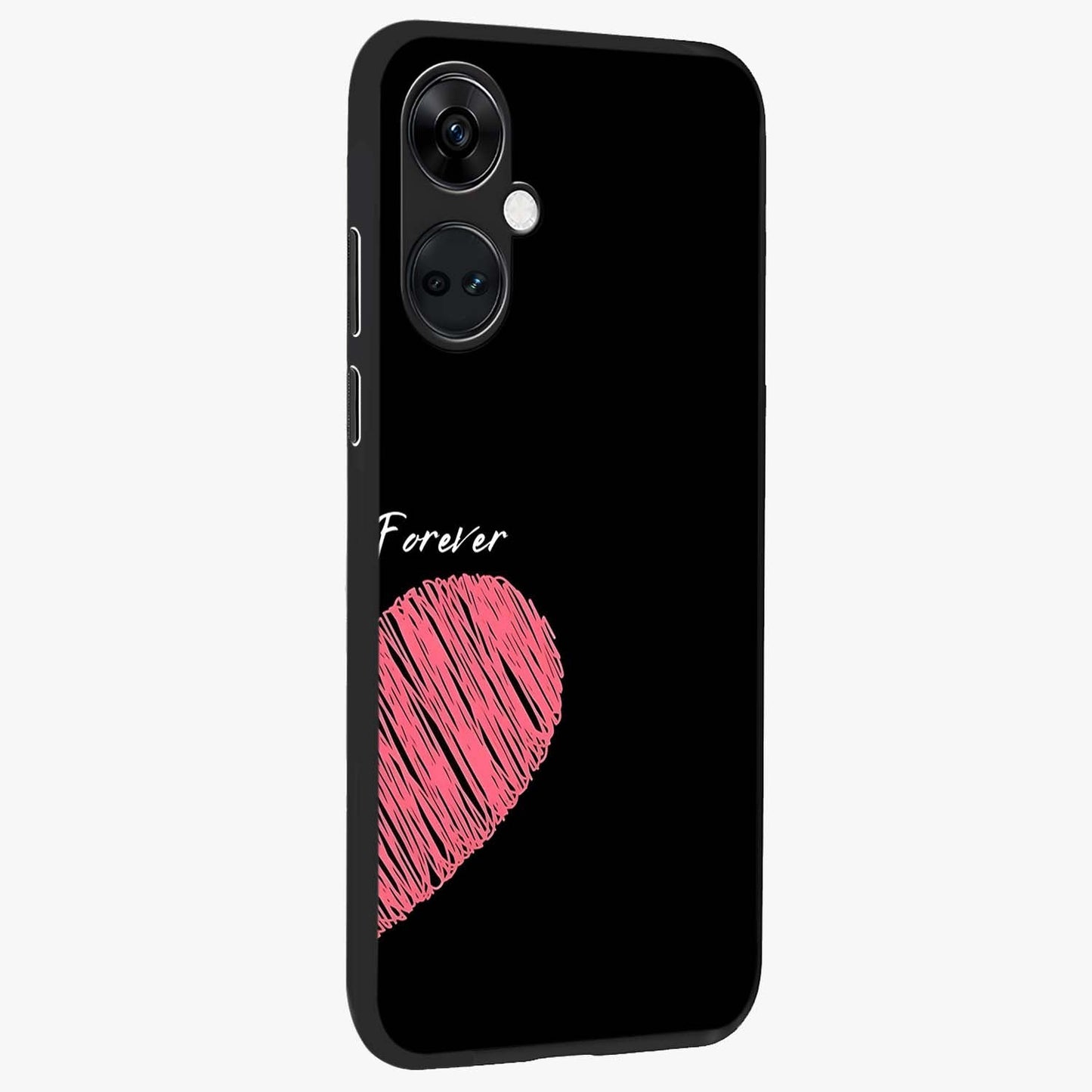 Love Forever Together Right Glass Case for 1+Nord CE 3 side perspective highlighting sweet illustration textures and premium edges