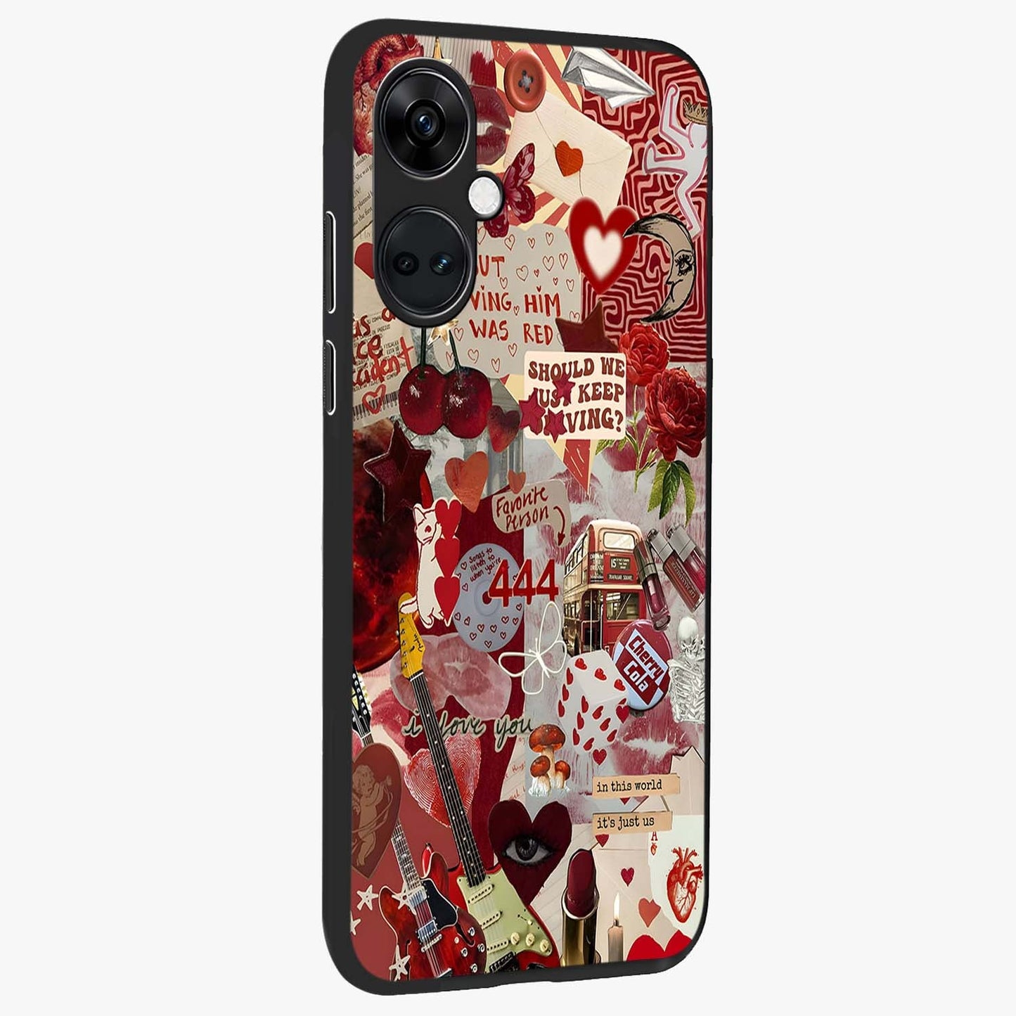 Lover’S Red Chaos Glass Case for 1+Nord CE 3 side perspective highlighting edgy detailing and premium build
