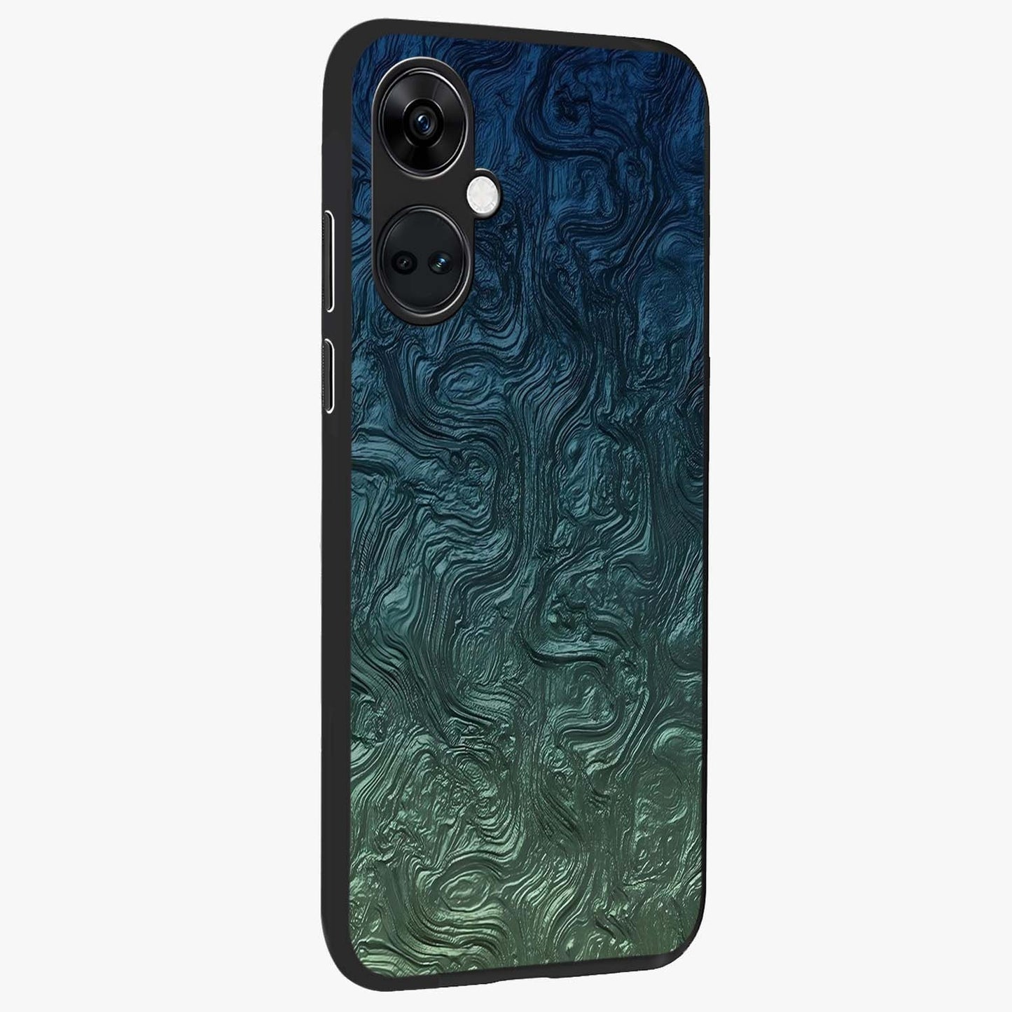 Marble Dream Blur Glass Case for 1+Nord CE 3 side perspective highlighting refined marble textures and premium edges