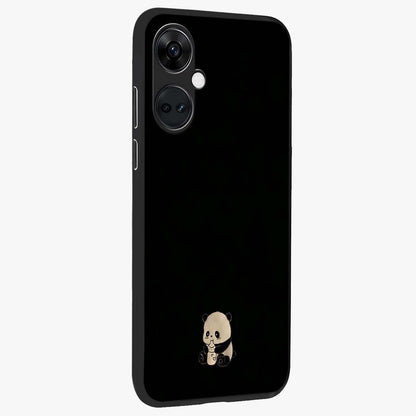 Midnight Panda Love Glass Case for 1+Nord CE 3 side perspective highlighting charming illustration details and premium build