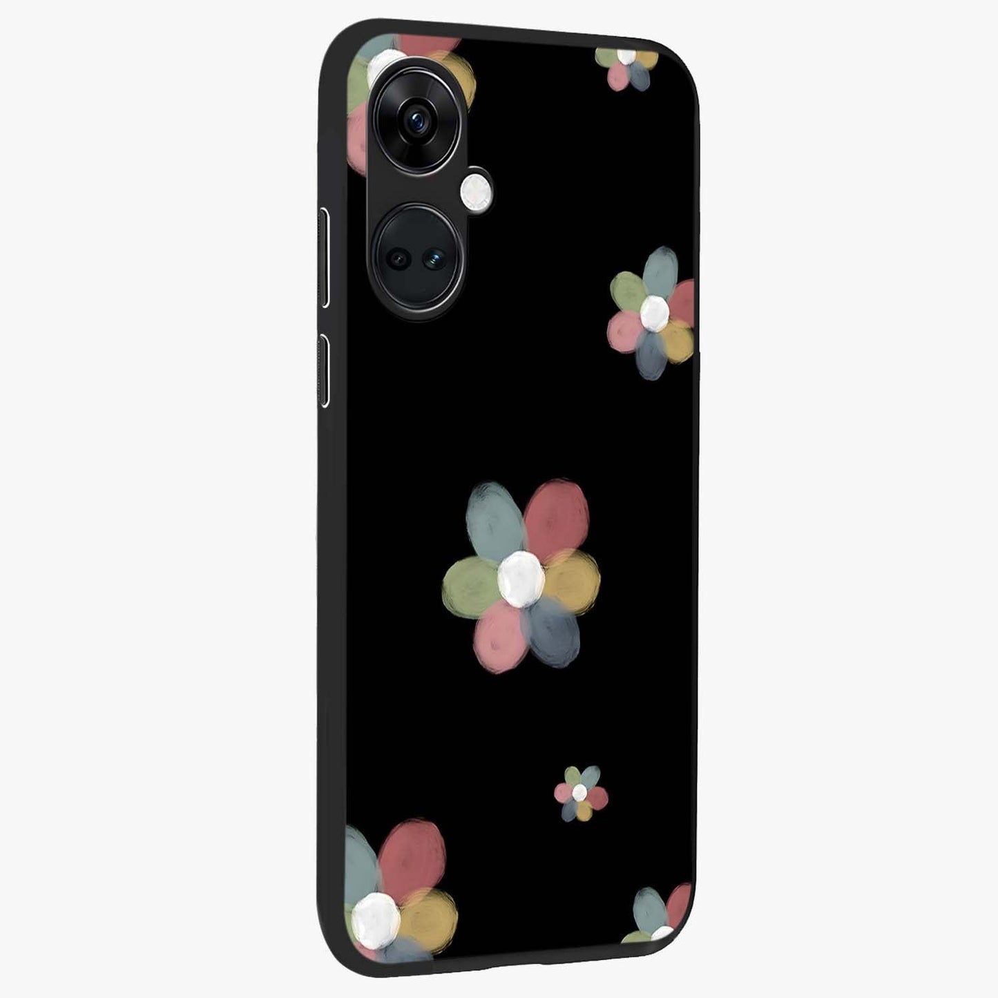 Minimal Floral Charm Glass Case for 1+Nord CE 3 side perspective highlighting refined minimal textures and smooth build