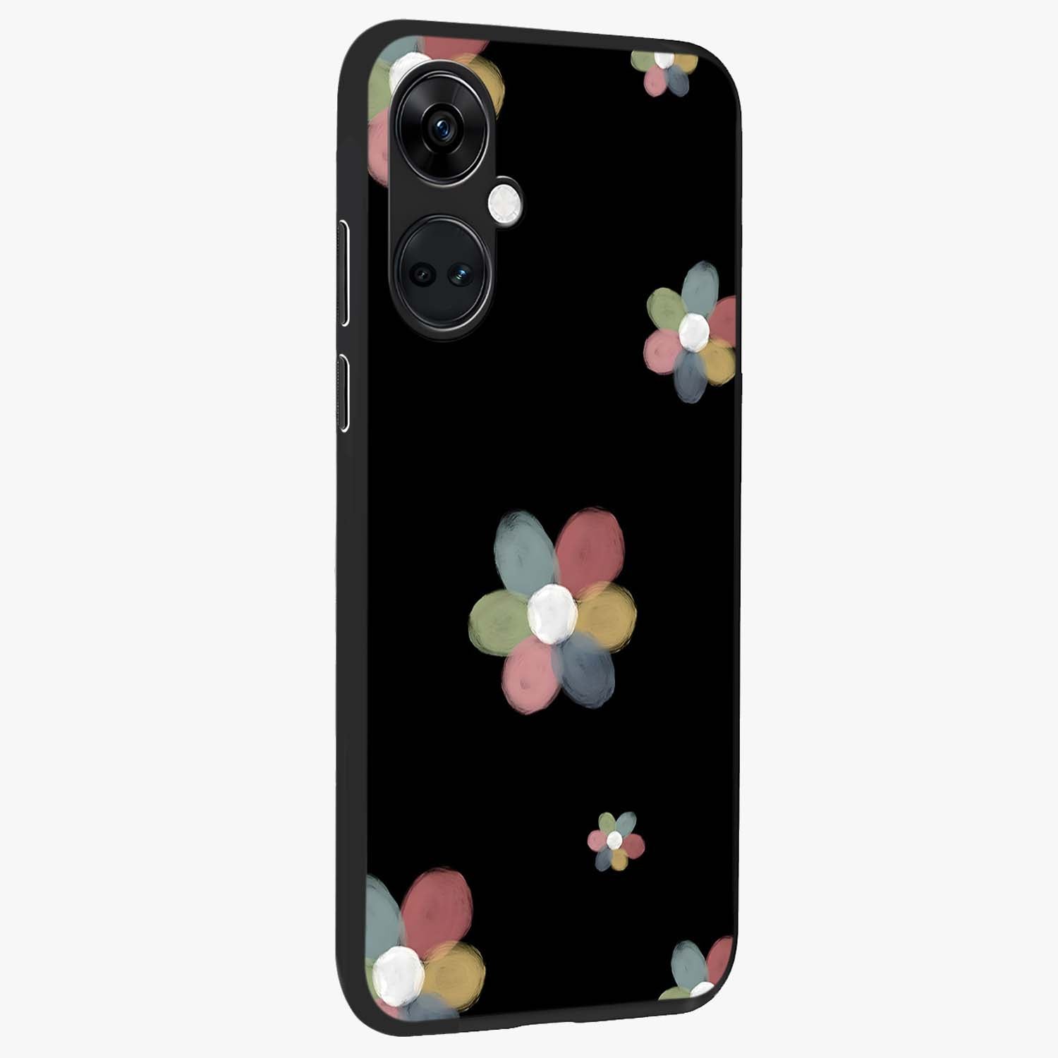 Minimal Floral Charm Glass Case for 1+Nord CE 3 side perspective highlighting refined minimal textures and smooth build