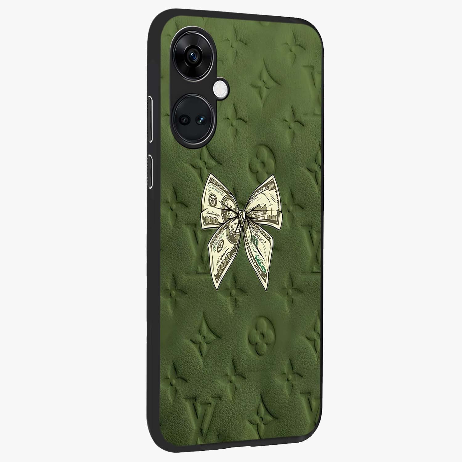 Money Bow Lv Glass Case for 1+Nord CE 3 side perspective highlighting stylish textures and sleek build
