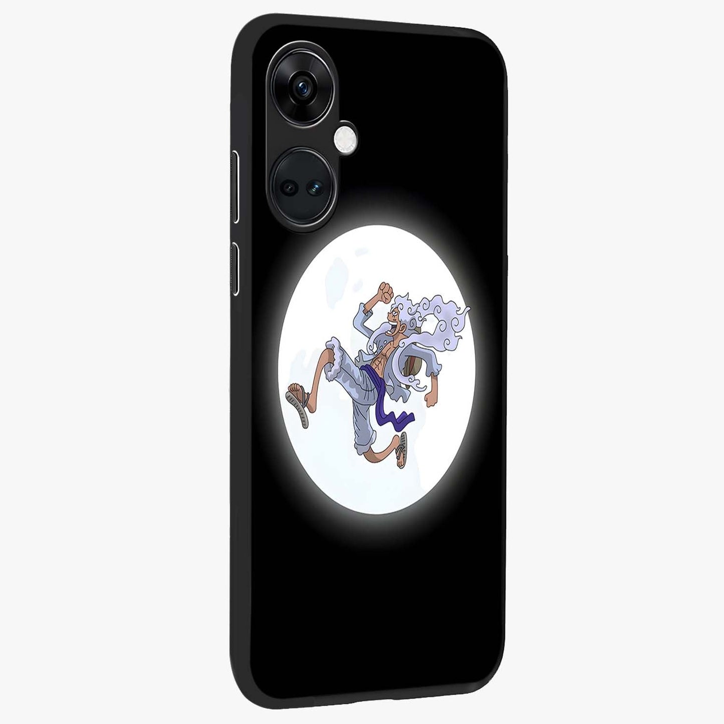 Moonlit Freedom Dance Glass Case for 1+Nord Ce 3 side perspective highlighting dynamic detailing and premium edge finish