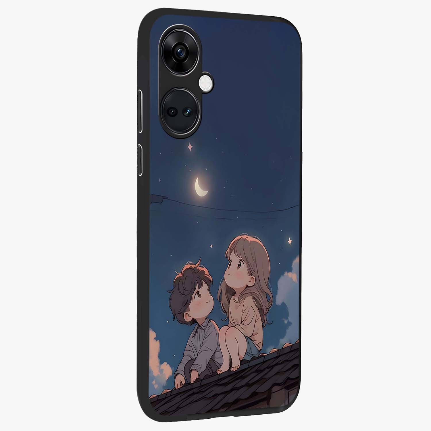 Moonlit Promise Together Glass Case for 1+Nord CE 3 side perspective highlighting delicate textures and sleek premium build