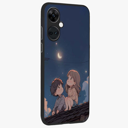 Moonlit Promise Together Glass Case for 1+Nord CE 3 side perspective highlighting delicate textures and sleek premium build
