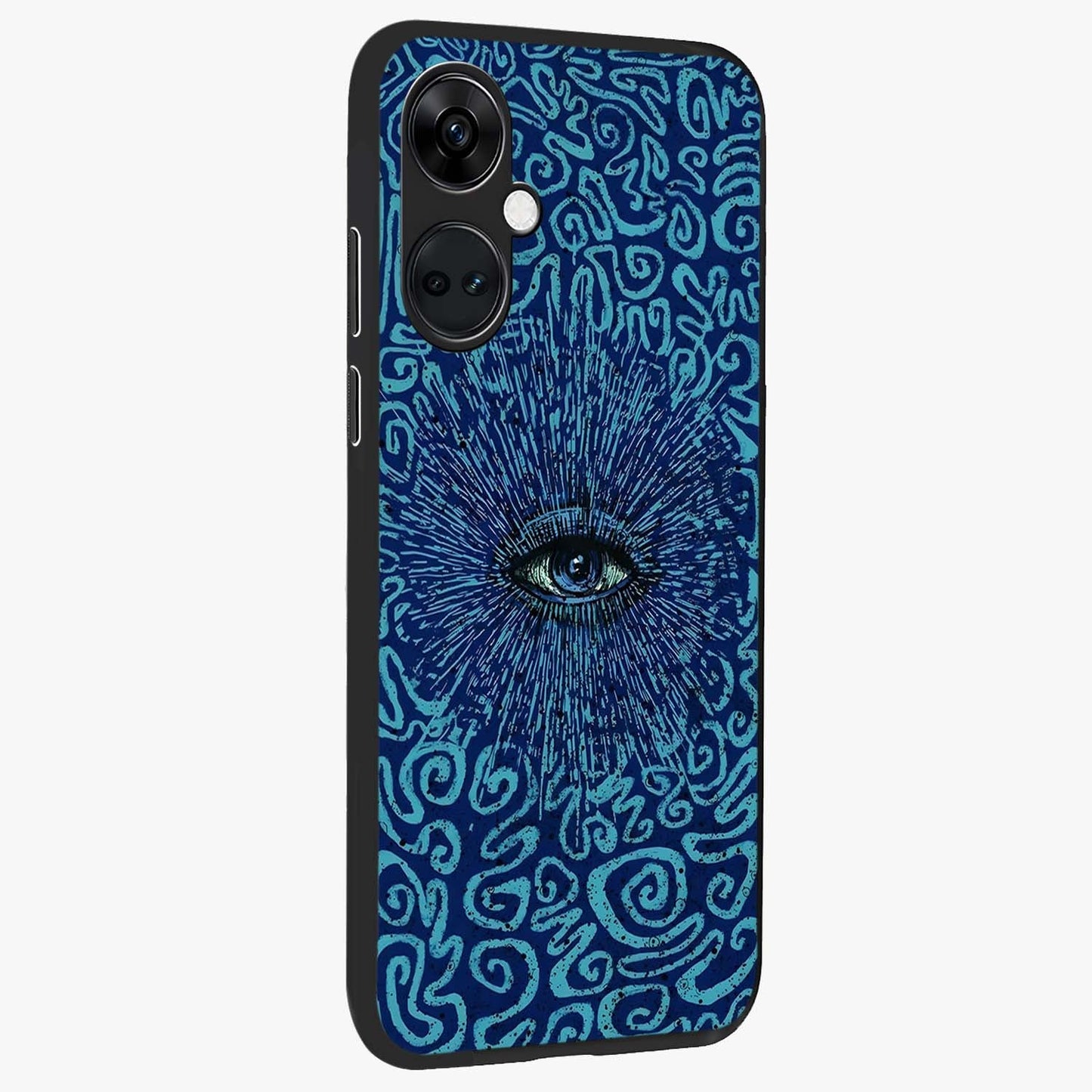 Mystic Inner Eye Glass Case for 1+Nord CE 3 side perspective highlighting bold detailing and smooth edges