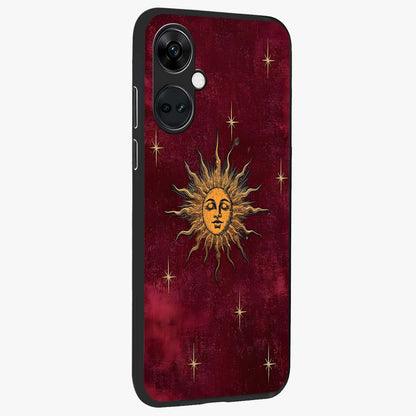 Mystic Solar Glow Glass Case for 1+Nord Ce 3 side perspective highlighting luminous detailing and premium edges